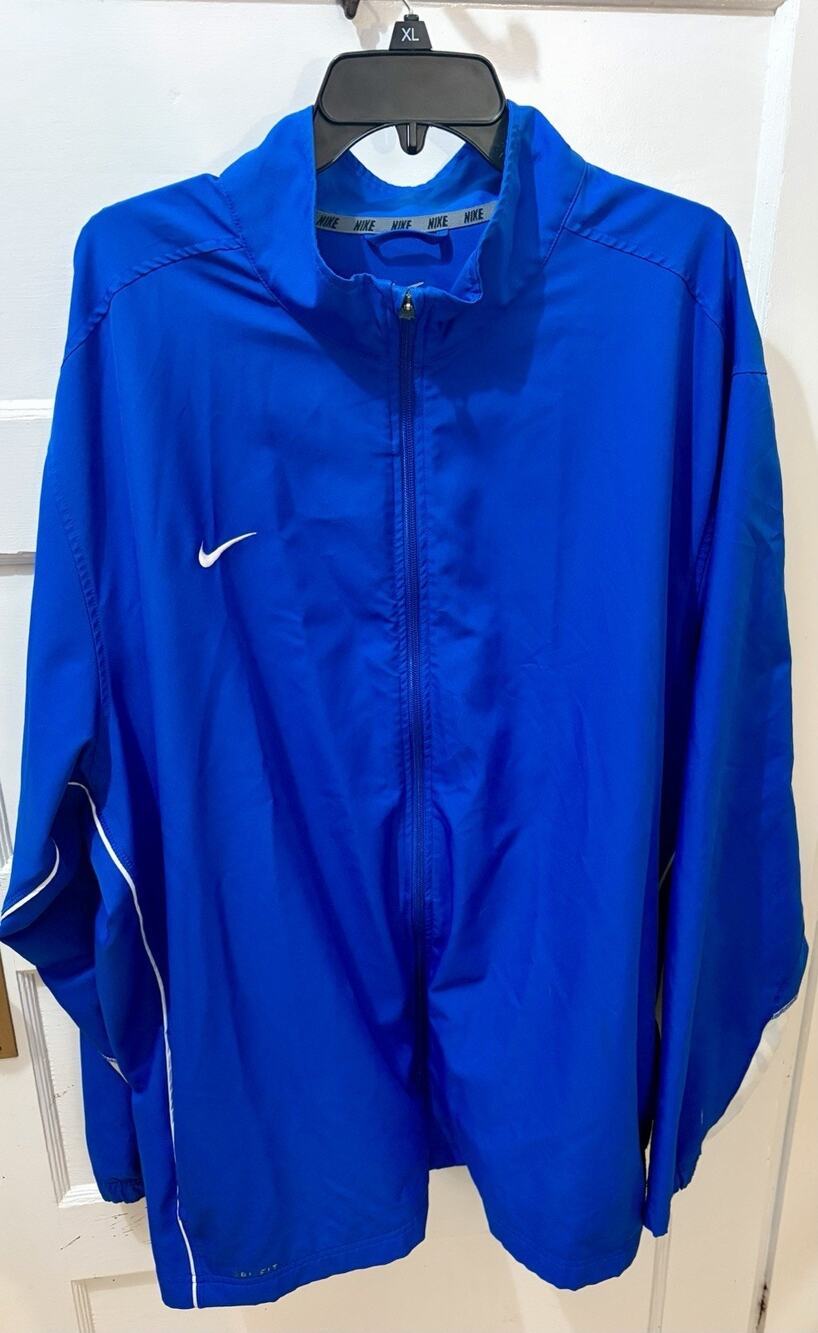 M-15 Nike Dri Fit Full Zip Windbreaker Jacket Royal Blue Size 4XL